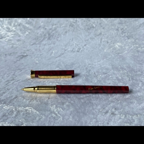Pierre Cardin Pen Ballpoint Red Brown Gold Tone Swiss - Picture 7 of 8